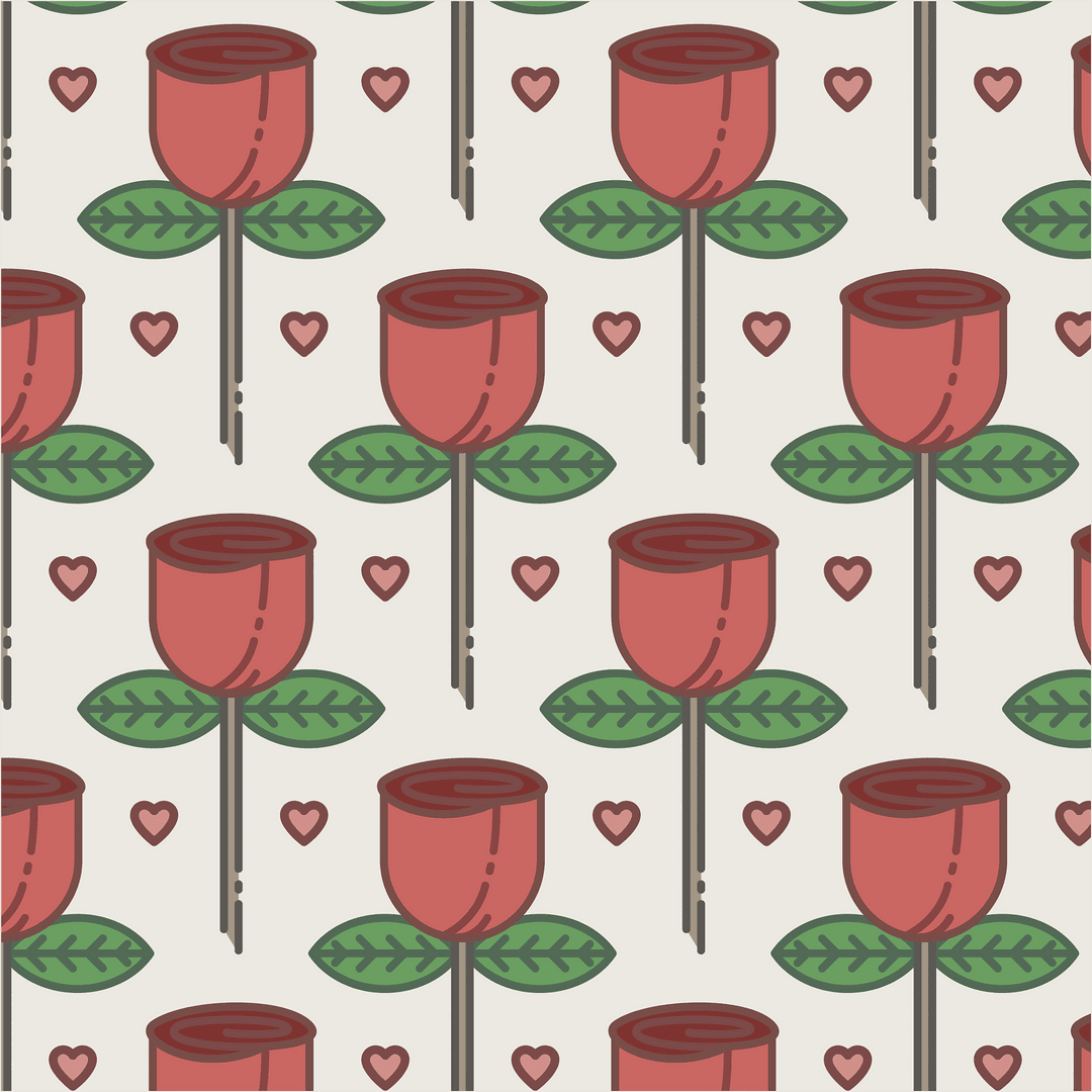 Seamless Rose and Heart Transparent Pattern