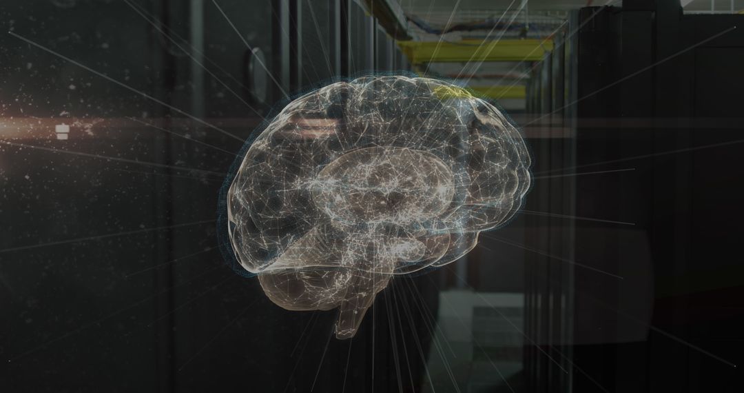 Digital Brain Network over Data Center Symbolizing AI Technology