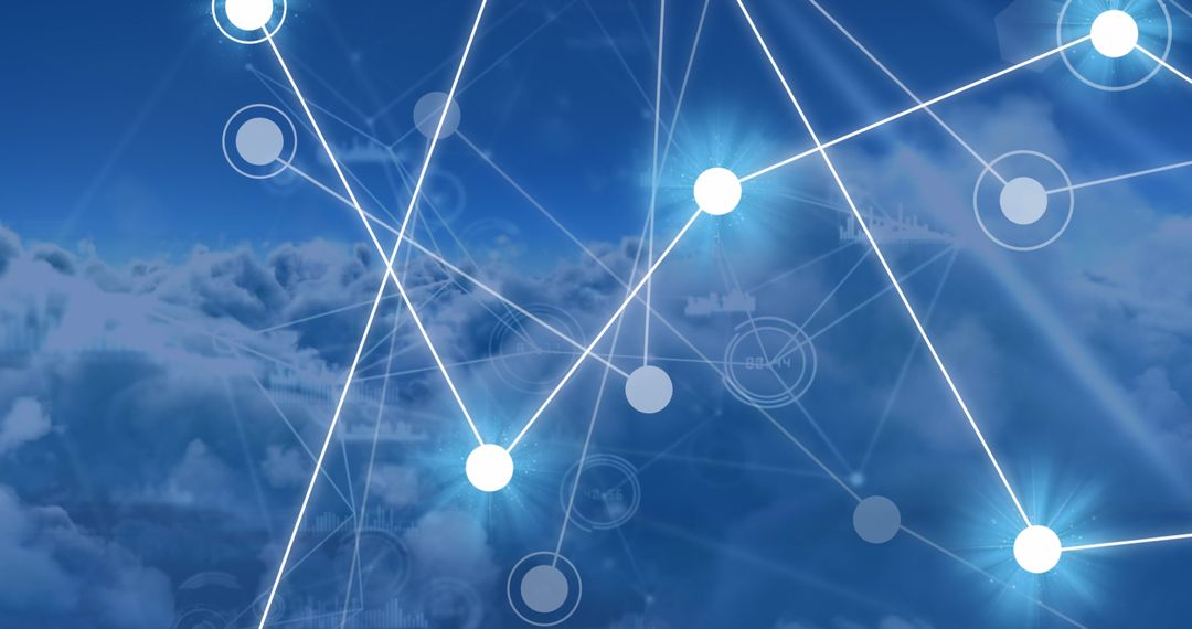 Digital Network Connections Over Cloudy Skyline