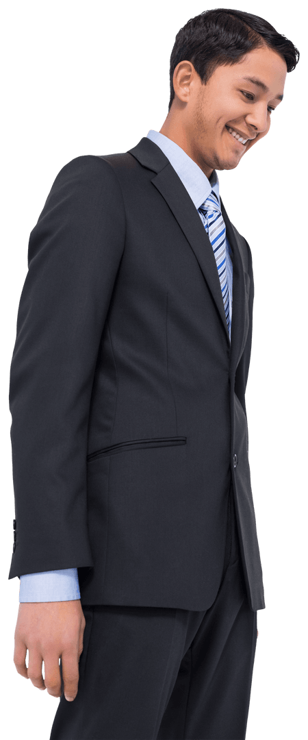 Smiling Businessman Standing on Transparent Background