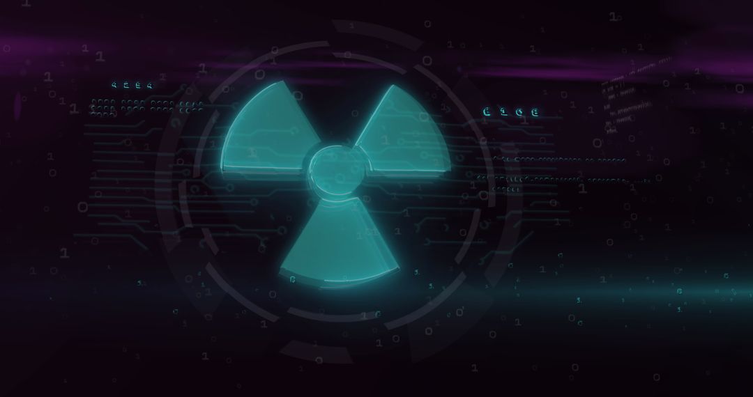 Glowing Nuclear Sign with Digital Glitch Effects