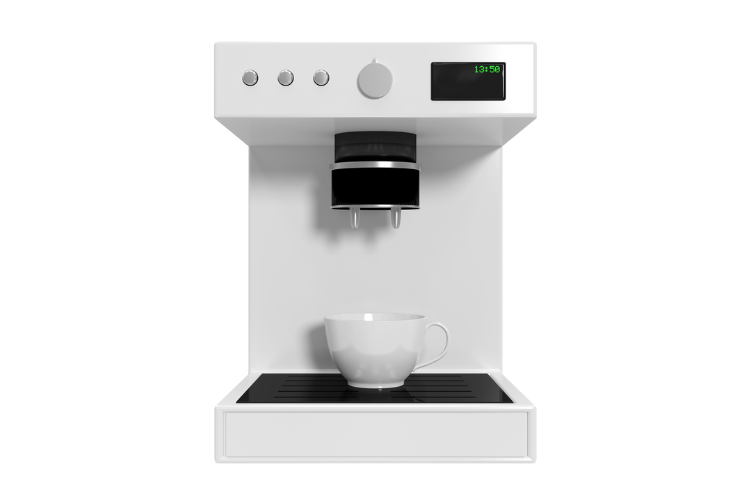 Transparent White Coffee Maker with Integrated Cup Overflow - Download Free Stock Images Pikwizard.com