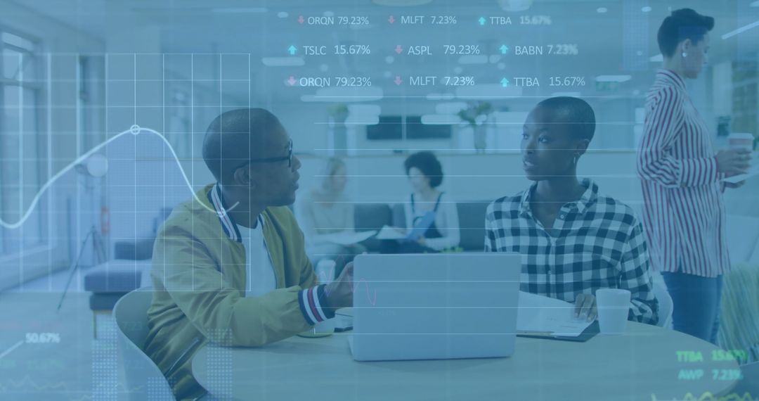 Financial Professionals Discuss Data Analysis in Modern Office