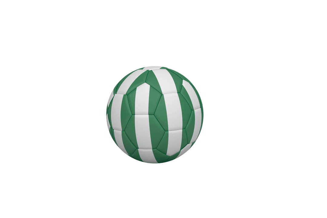 Green and White Football with Transparent Background