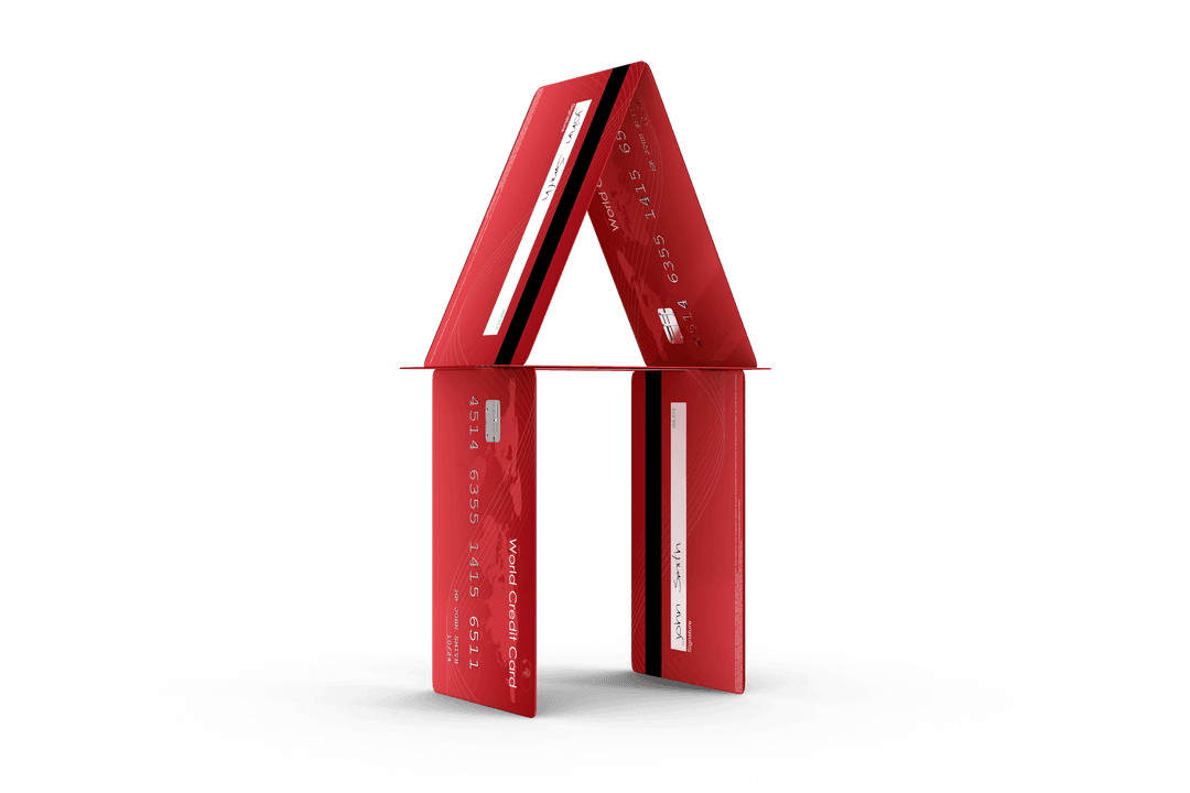 Transparent House of Red Debit Cards