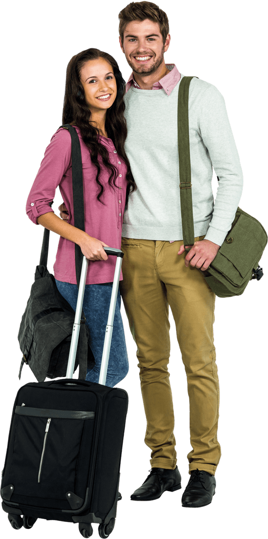 Transparent Image of Smiling Couple with Luggage