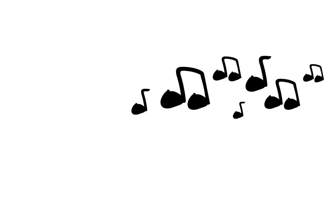 Abstract Black Musical Notes on Transparent Background