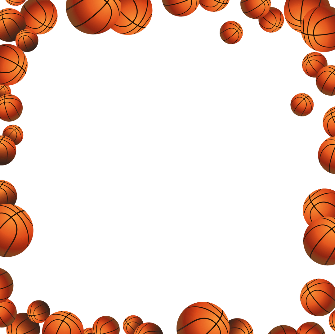 Transparent Background with Dynamic Basketball Border for Design Use