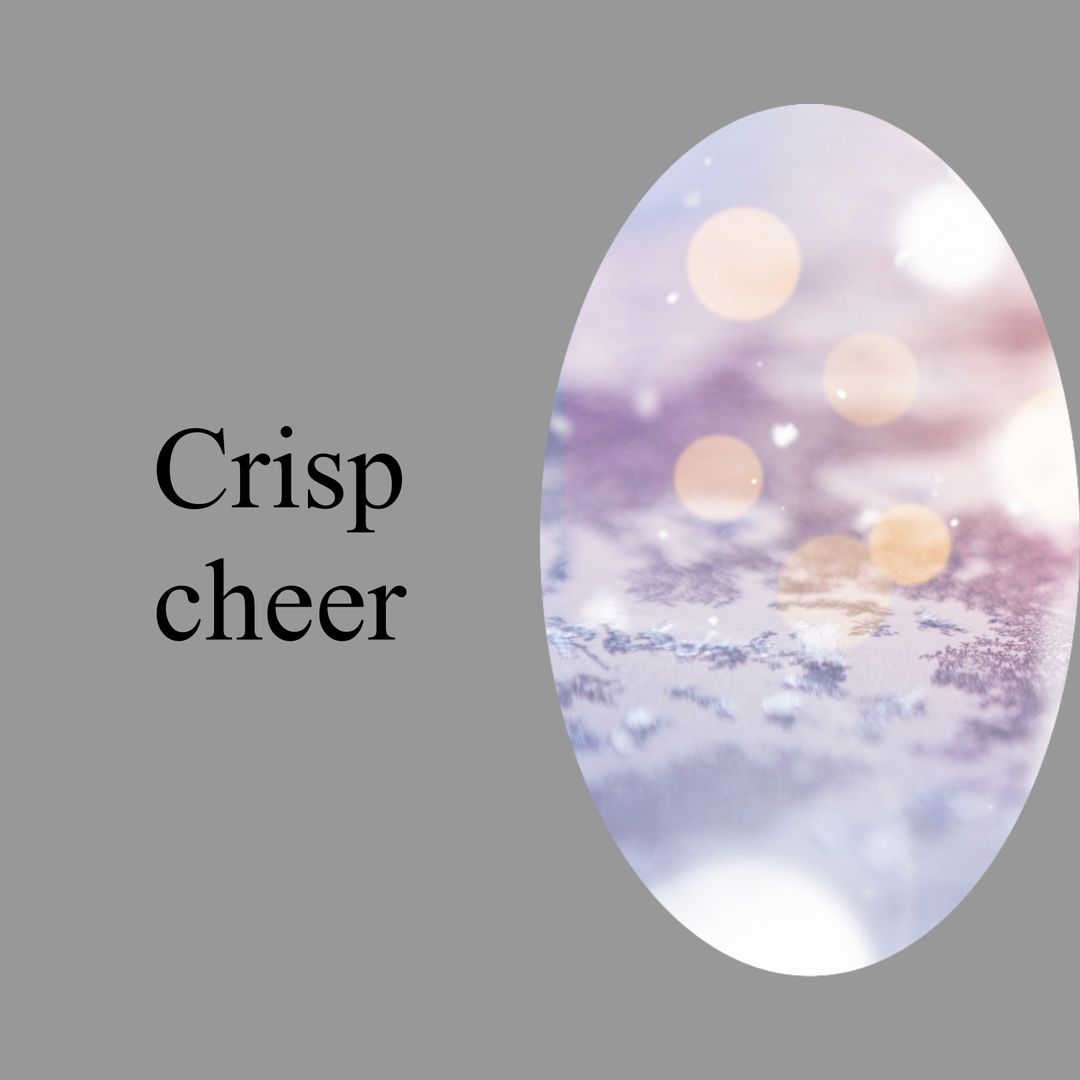 Winter Bokeh with Crisp Cheer Text Overlay