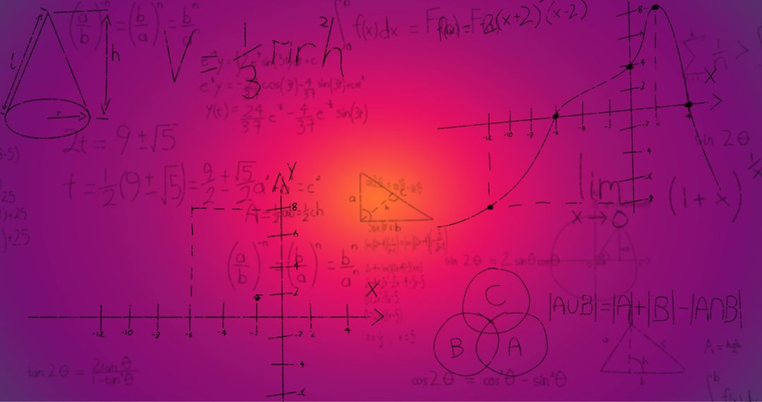 Colorful Handwritten Mathematical Formulas Over Abstract Background