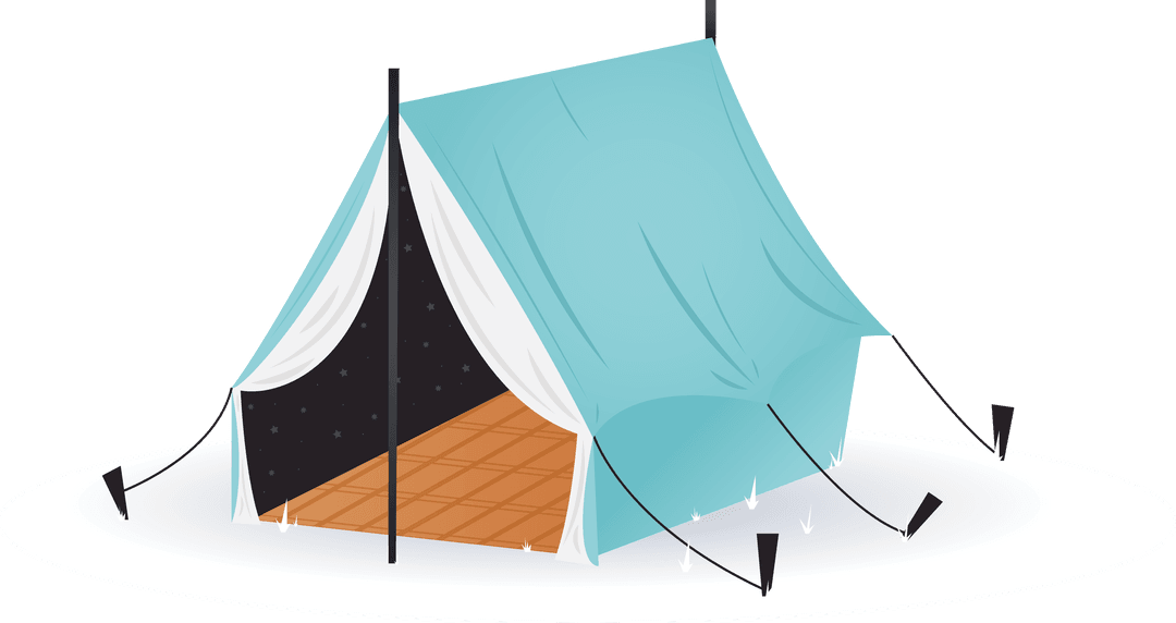 Blue Camping Tent Isolated on Transparent Background Vector Illustration