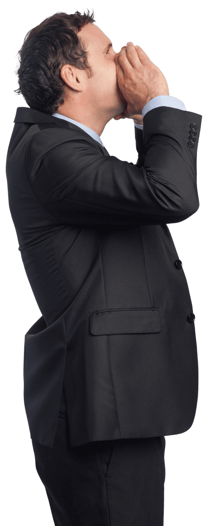 Caucasian Businessman Shouting Transparent Background