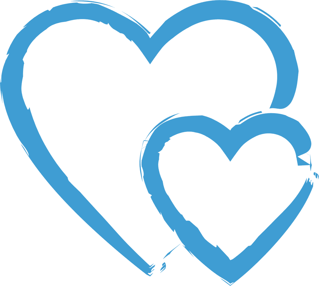 Two Overlapping Blue Hearts on Transparent Background