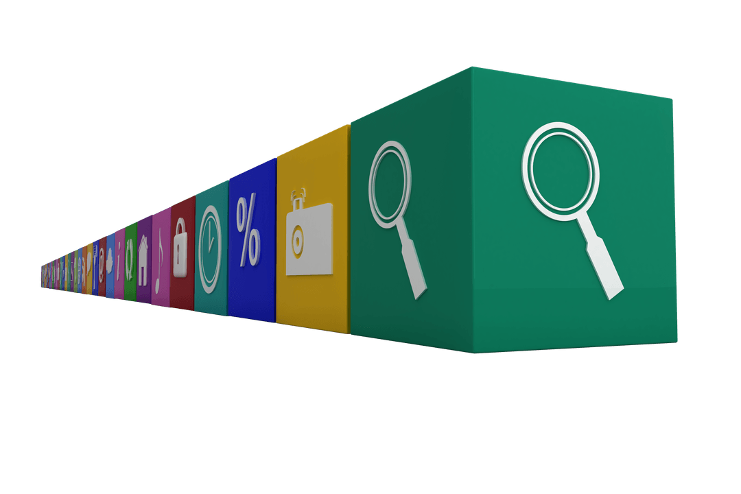 Colorful Digital Media Icons on Transparent Background