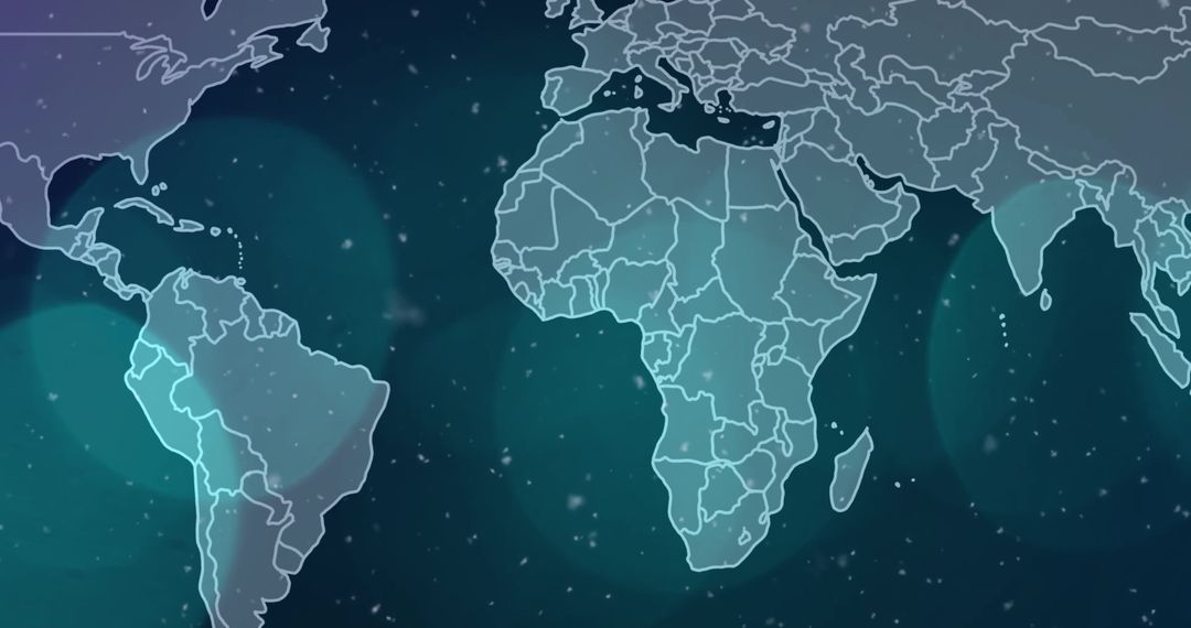 Abstract Blue World Map with Digital Data Overlays