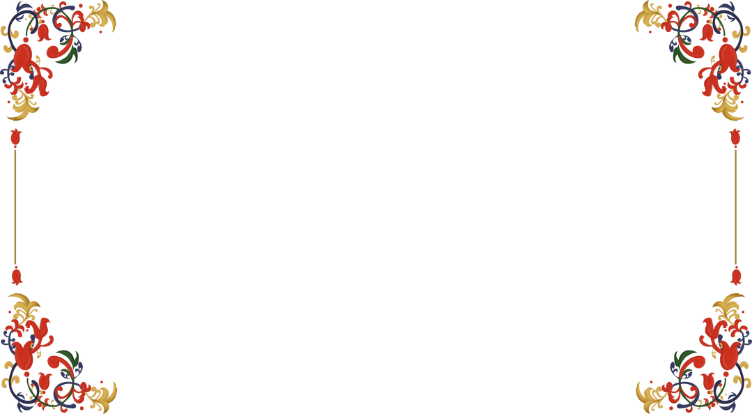 Ornate Floral Border with Gold Scrollwork on Transparent Background