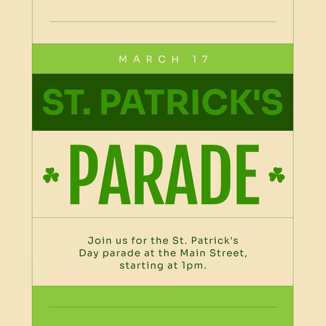 St. Patrick's Day Parade Announcement in Green Theme