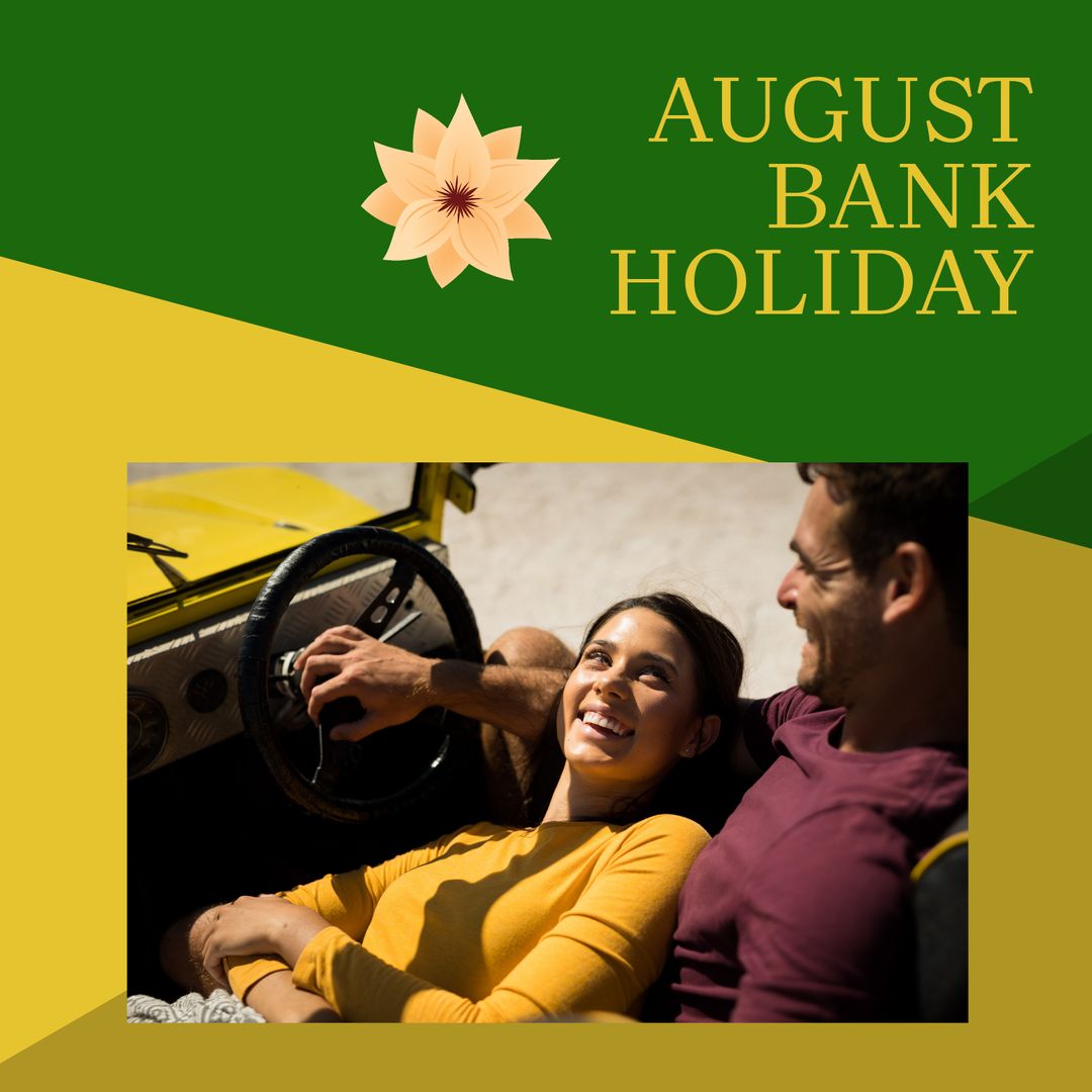 Smiling Couple Enjoying August Bank Holiday by Beach