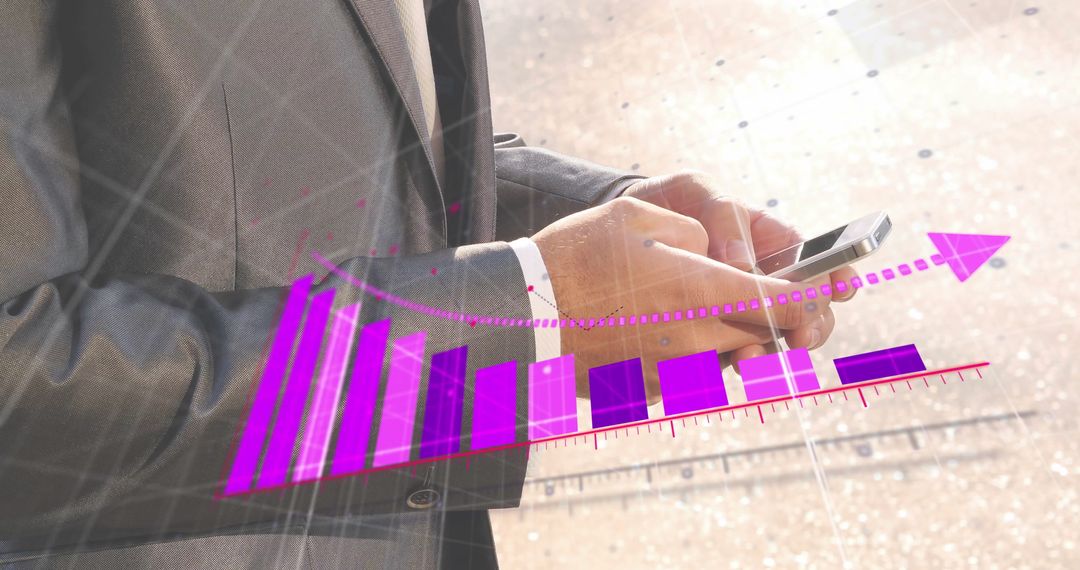 Data Processing with Financial Digital Overlay on Businessman