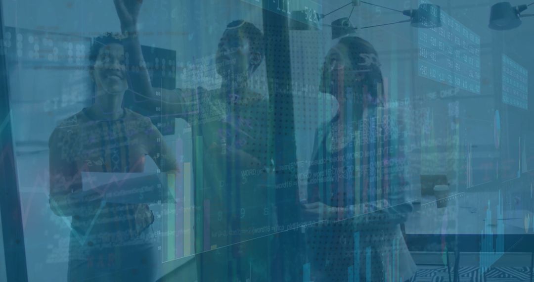 Diverse Business Team Analyzing Financial Data and Graphs in Office