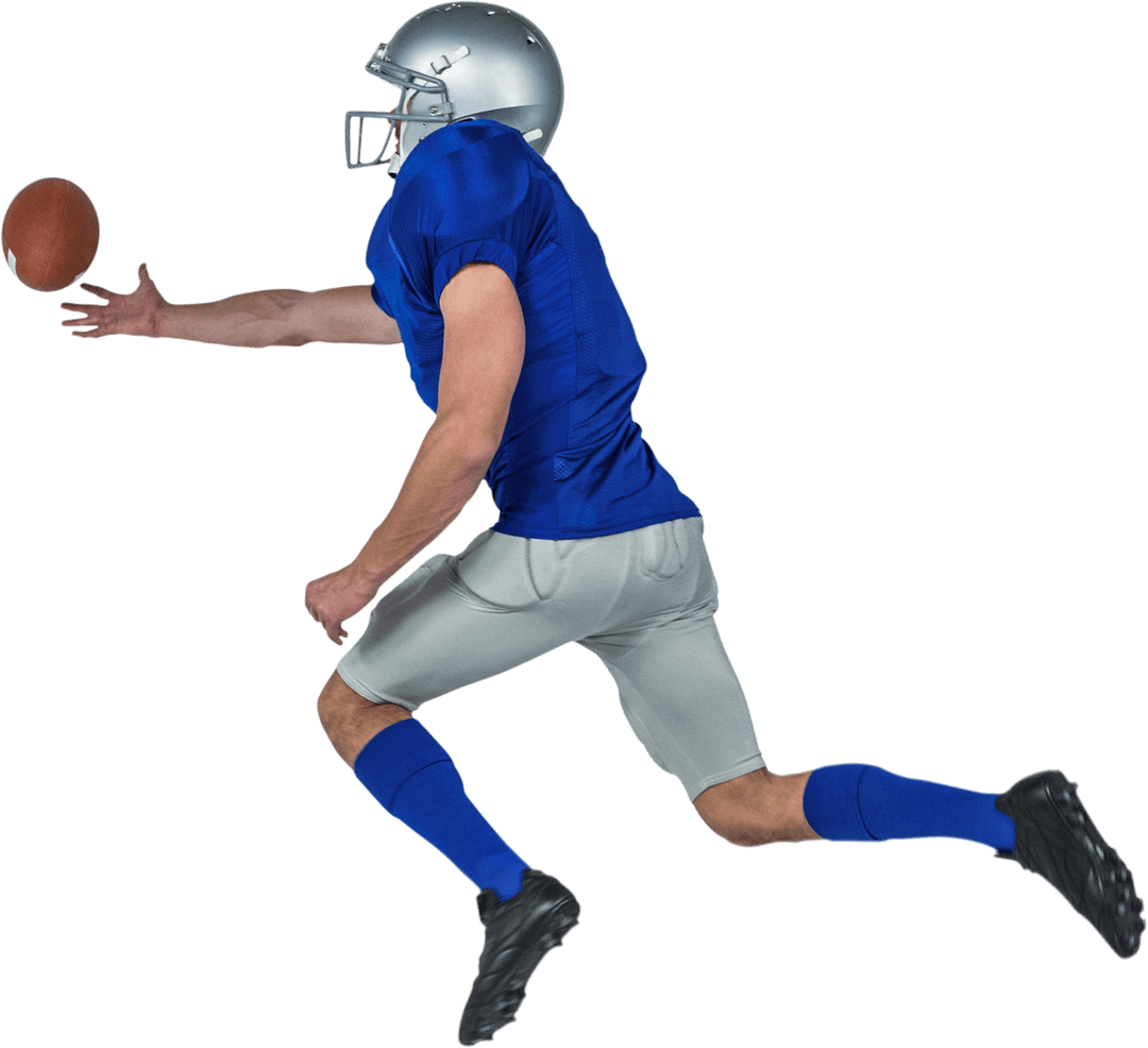 Transparent Full Length American Football Player in Action Catching Ball - Download Free Stock Images Pikwizard.com