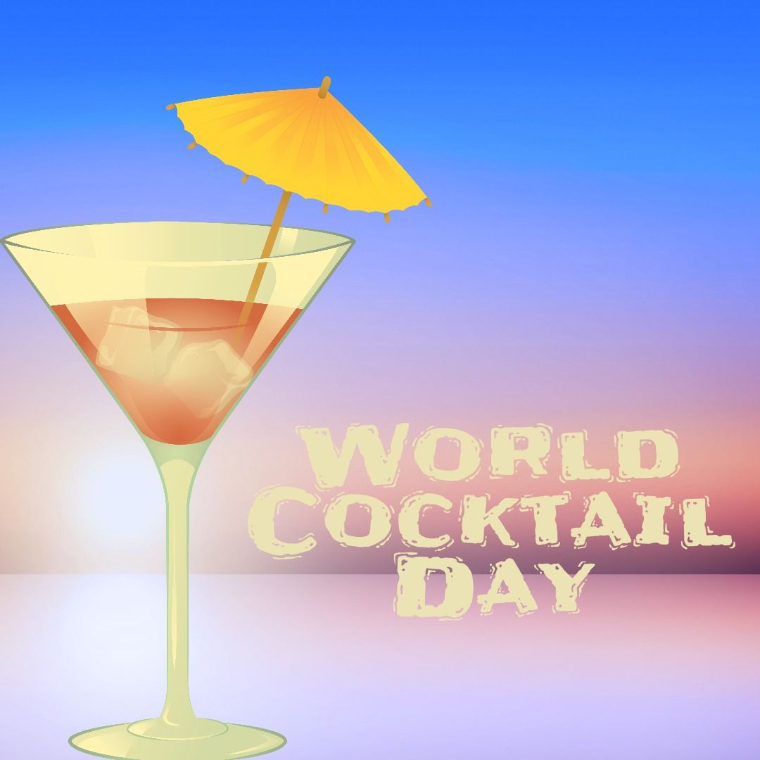 World Cocktail Day Banner with Cocktail Glass and Umbrella - Free Images, Stock Photos and Pictures on Pikwizard.com