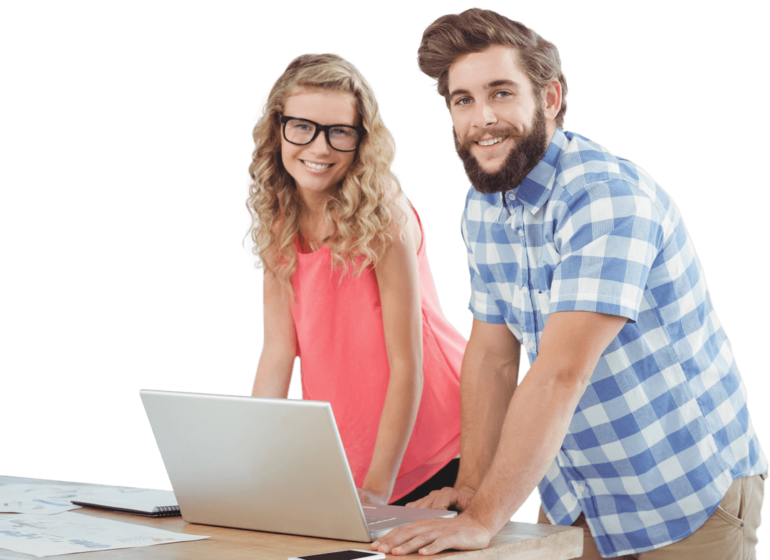 Transparent Creative Team Collaborating at Modern Workspace