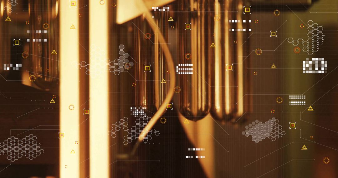 Futuristic Data Center Elements with Glowing Digital Interfaces