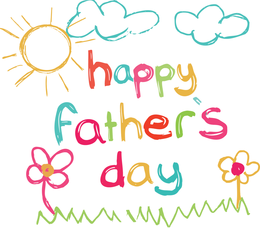Colorful Happy Father's Day Illustration on Transparent Background