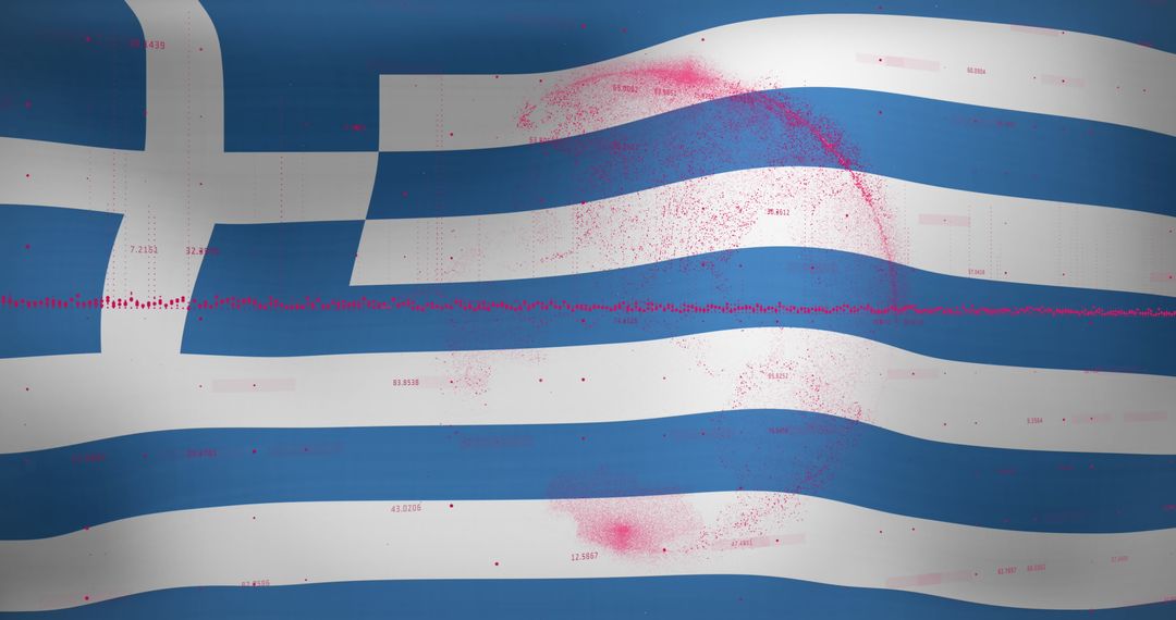 Digital Data Overlay on Greece Flag