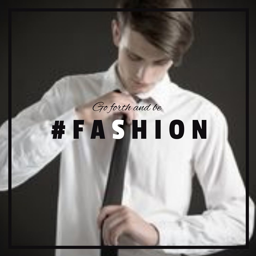 Young Man Adjusting Tie Promoting Modern Sophistication