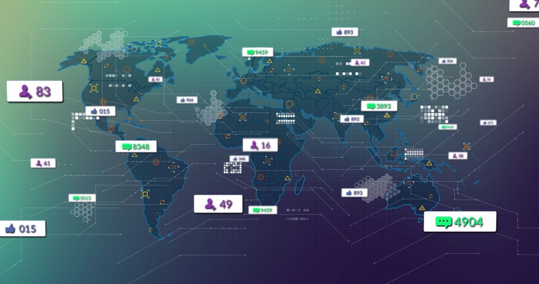 World Map with Social Media Analytics Dashboard Data Visualization