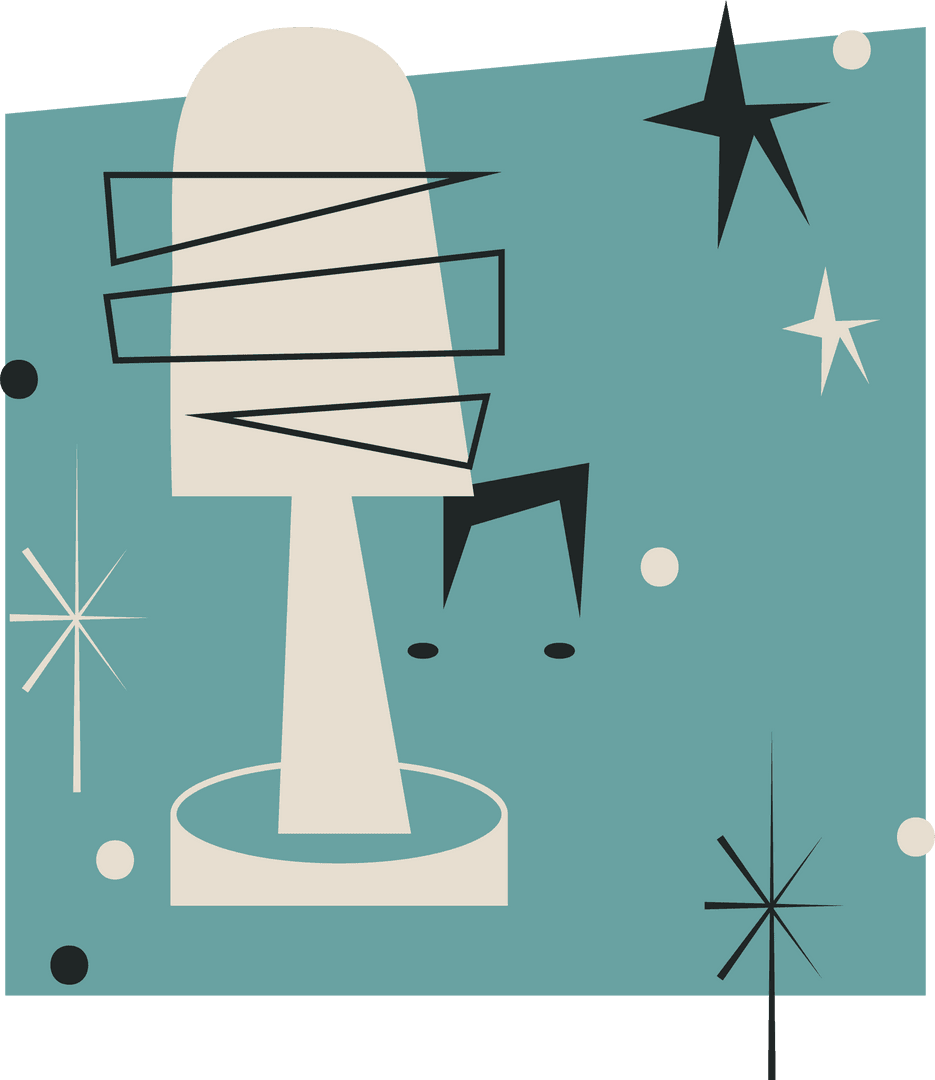 Transparent Mid-Century Lamp Abstract with Geometric Accents