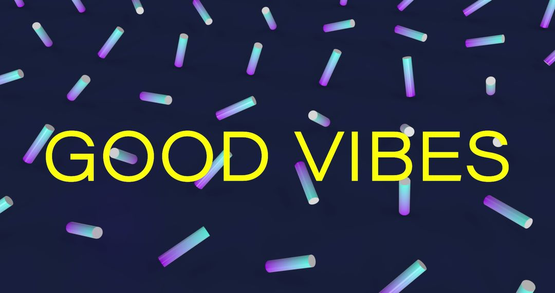 Good Vibes Neon Text with Colorful Pattern