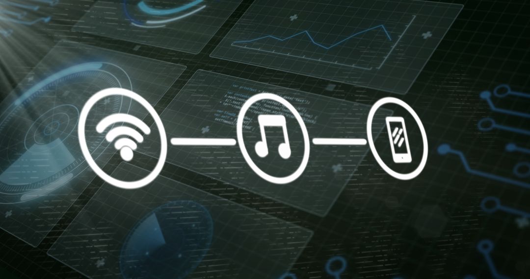 Digital Interface with Media and Technology Icons