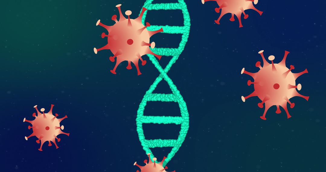 DNA Helix and Virus Particles on Digital Gradient Background