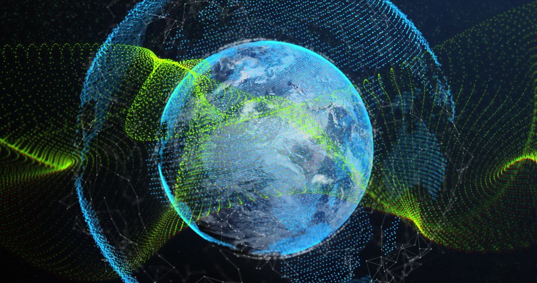 Global Connectivity Concept with Digital Waves and Dots