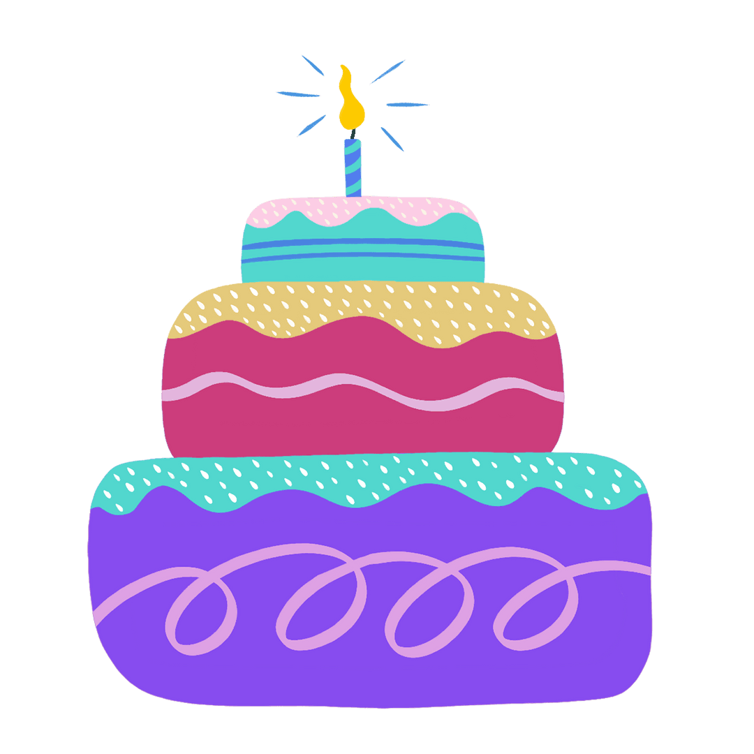 Transparent Pastel Tiered Cake Design with Festive Candle