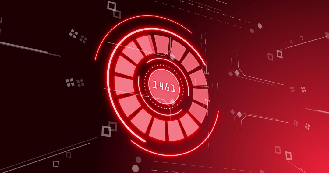 Futuristic Digital Interface with Red Tech Radar Display