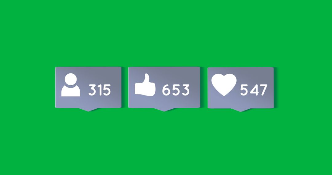 Social Media Interaction Notification Icons on Green Background