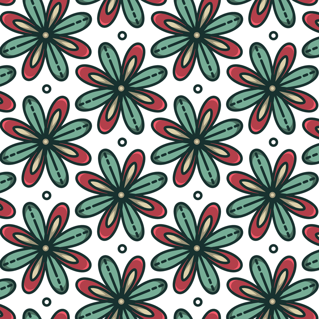 Colorful Floral Pattern on Transparent Background
