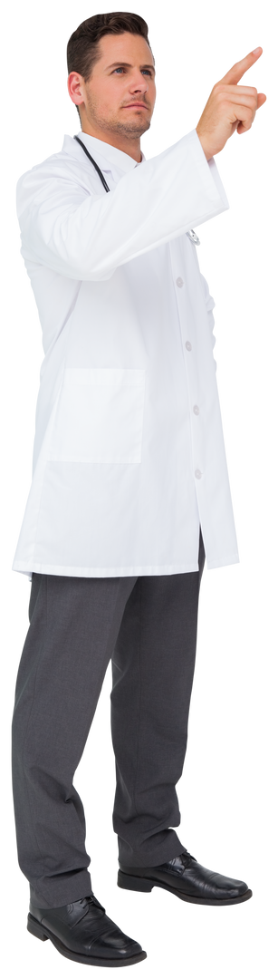 Caucasian Male Doctor Pointing Gesture on Transparent Background - Download Free Stock Images Pikwizard.com