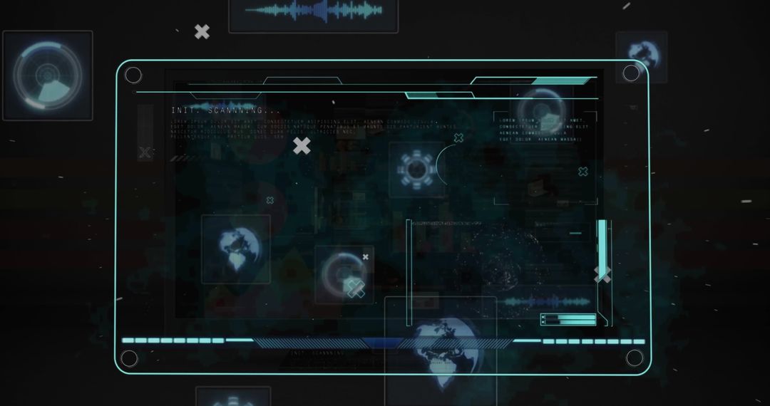 Digital Interface with Global Data Icons and Graphics