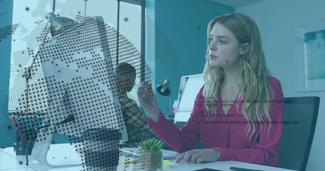 Digital Analysis in Modern Office with Global Connection