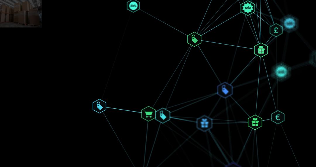Futuristic Global Network with Digital Icons