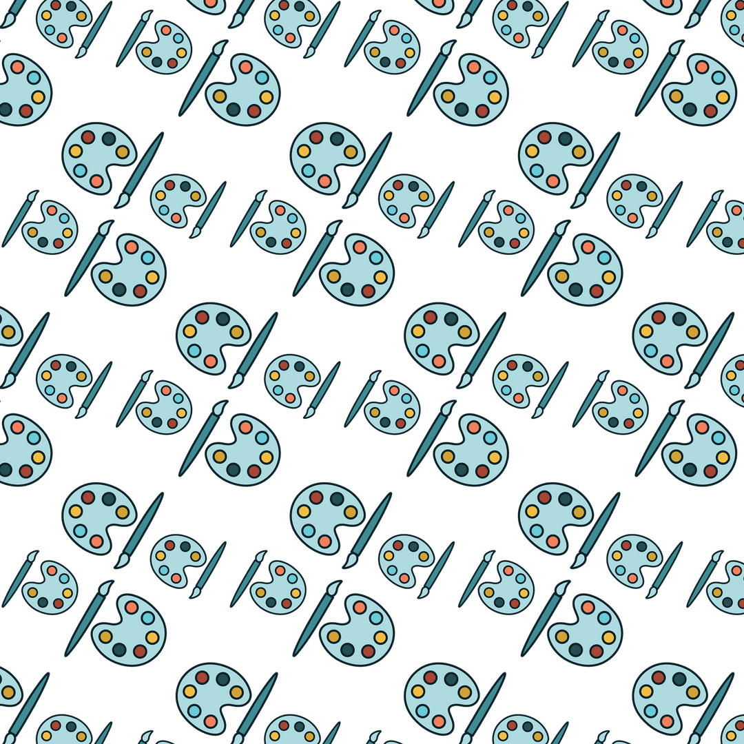 Seamless Transparent Art Palette Brush Pattern Design