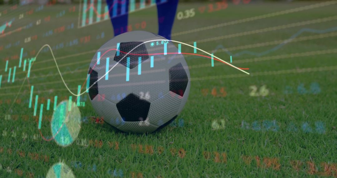 Soccer Ball and Candlestick Chart on Grass Field