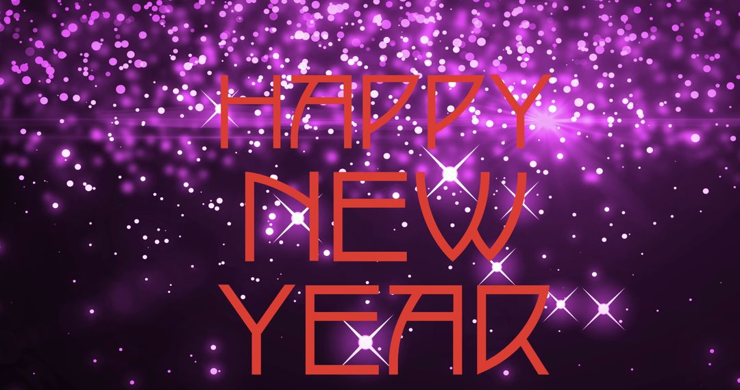 Festive Happy New Year Greeting with Sparkling Purple Light