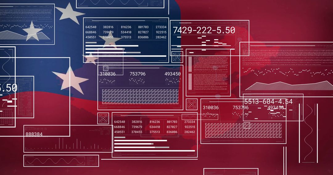 Digital Data Analytics Visualized Over Samoa National Flag