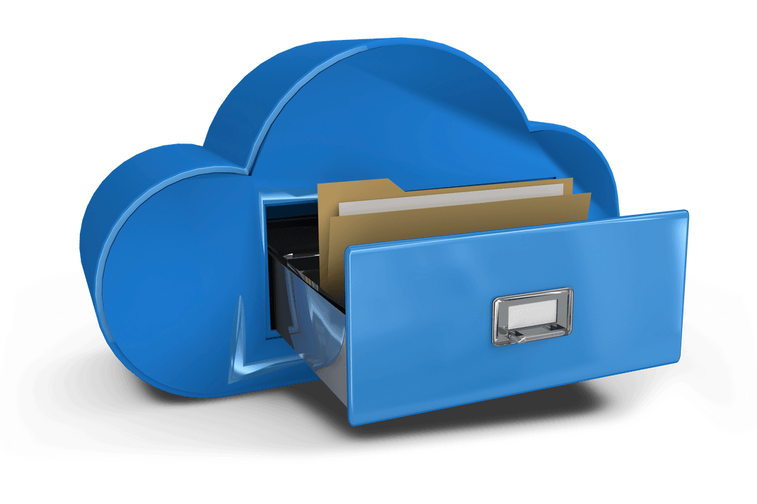 Transparent Blue Cloud with File Drawer Illustration